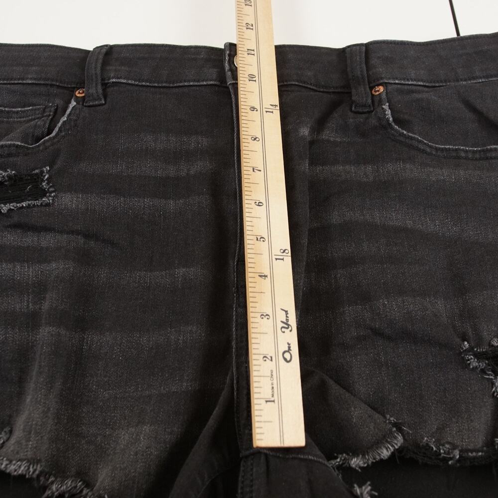 American Eagle Next Level High Rise Shortie Black Denim Jean Short Womens Sz 16 - Picture 4 of 10